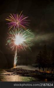 Beautiful 2022 Australia Day Firewoks from Scarborough Beach in the Redcliffe Peninsula, Australia