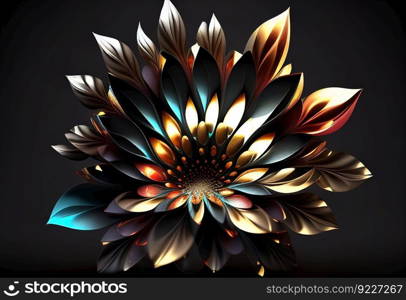 Beautiful abstract 3d colored flower illustration. AI generative.