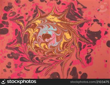 Beautiful abstract art of Ebru marbling painting techniques on water with paints