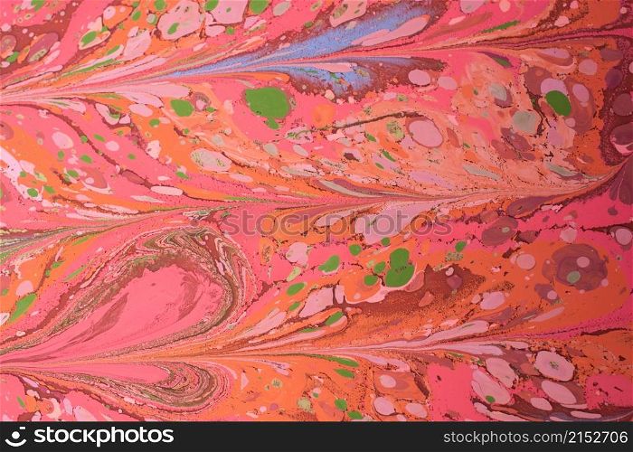 Beautiful abstract art of Ebru marbling painting techniques on water with paints