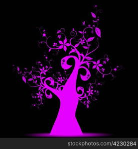 Beautiful abstract art tree isolated on black background