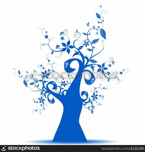 Beautiful abstract art tree isolated on white background