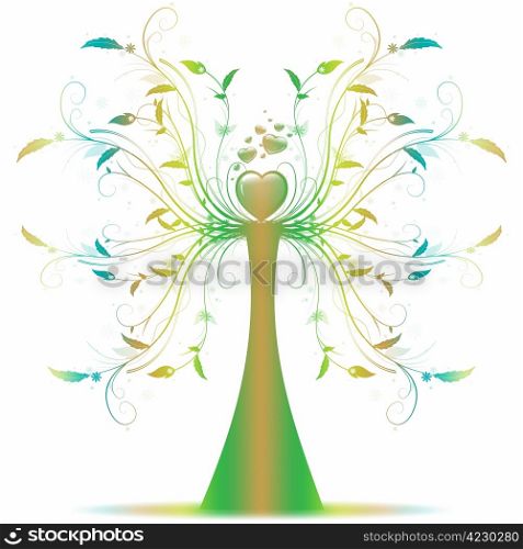Beautiful abstract art tree on white background
