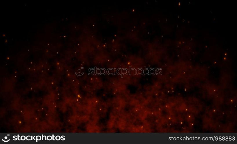 Beautiful abstract background Burning red hot With Flying Sparks animation 3D rendering