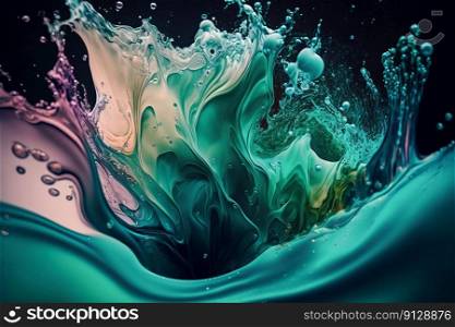 Beautiful abstract background. Liquid, splashes. Water. Generative AI. Beautiful abstract background. Liquid, splashes. Water. Generative AI.