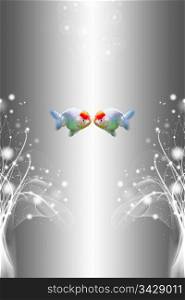 Beautiful abstract background of bokeh light and kissing fishes