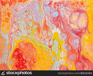 Beautiful abstract background. Pouring acrylic paint on canvas. Contemporary art.