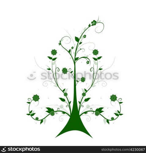 Beautiful abstract floral tree isolated on white background