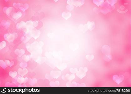 Beautiful abstract pink romantic background with hearts