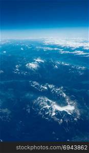 Beautiful aerial landscape view. mountain view from airplane