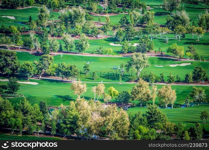 beautiful aerial of a golf resort in las vegas nevada