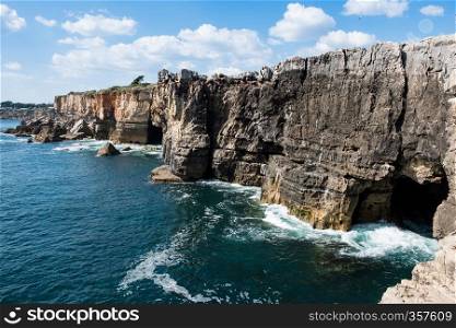 Beautiful aerial vibrant view of Boca Do Inferno, Hell’s Mouth, Cascais, District of Lisbon, Portugal