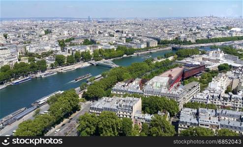 Beautiful aerial view from Eiffel Tower on Paris, France
