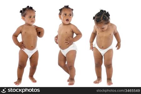 Beautiful African-American triplets isolated on white