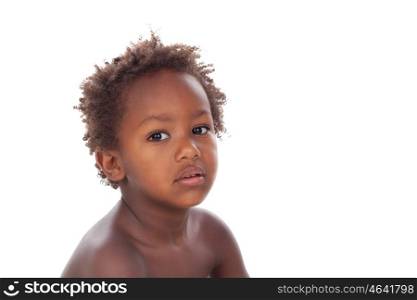 Beautiful african kid looking at camera isolated on a white background