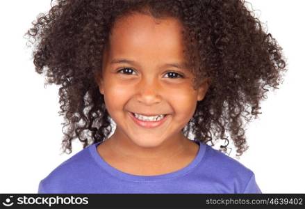 Beautiful african little girl isolated on a white background