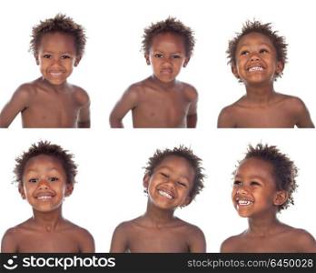 Beautiful Afro-American boy isolated on a white background