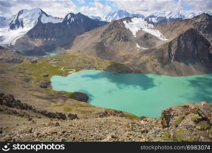 Beautiful Alakul lake in Kyrgyzstan