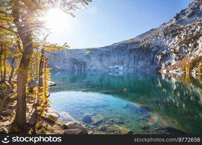 Beautiful Alpine lakes wilderness area  in Washington, USA