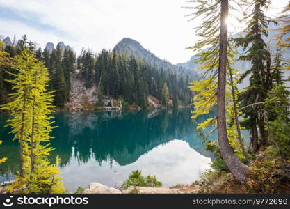 Beautiful Alpine lakes wilderness area  in Washington, USA