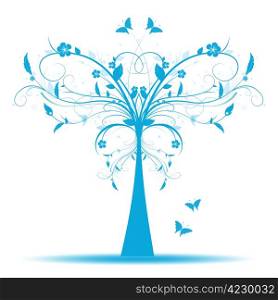 Beautiful and abstract art tree and butterfly