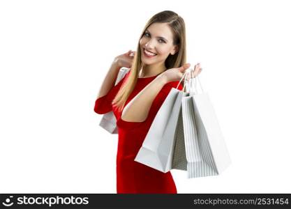 Beautiful and attractive woman with shopping bags