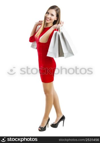 Beautiful and attractive woman with shopping bags