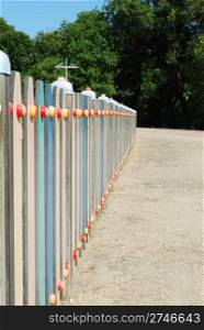 beautiful and colored fence on a urban park