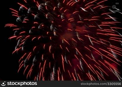 beautiful and colorful fireworks display at night