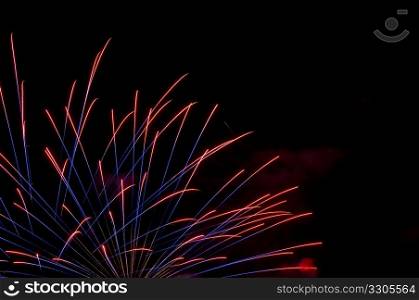 beautiful and colorful fireworks display at night
