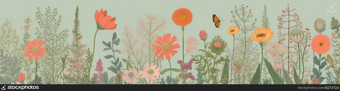 Beautiful and delicate illustration to use in backgrounds for summer and spring by generative AI