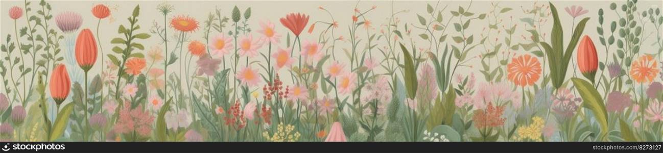 Beautiful and delicate illustration to use in backgrounds for summer and spring by generative AI