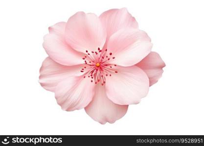 Beautiful and photorealistic, pink flower blossom isolated on white background. Bloom, plant. Close-up view. Cut out element. Generative AI. Beautiful and photorealistic, pink flower blossom isolated on white background. Bloom, plant. Close-up view. Cut out element. Generative AI.