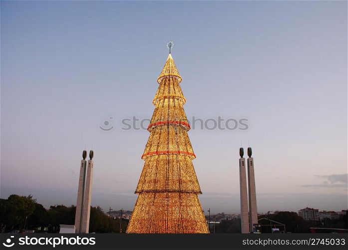 beautiful and tall Christmas tree in Lisbon