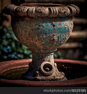 Beautiful antique engraved vase at monastery