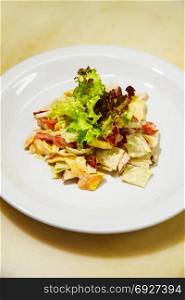 Beautiful, appetizing Caesar salad of European cuisine. close-up