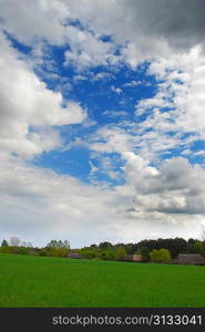 beautiful apring landscape with blue sky and nice clouds