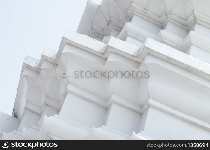 Beautiful architectural details, white buddhist buildings