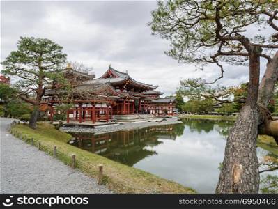 Beautiful architecture of Phoenix Hall in Byodo-in temple which is a Buddhist temple in Uji city, Kyoto Prefecture, Japan