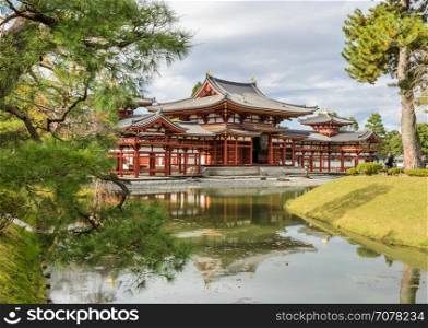 Beautiful architecture of Phoenix Hall in Byodo-in temple which is a Buddhist temple in Uji city, Kyoto Prefecture, Japan