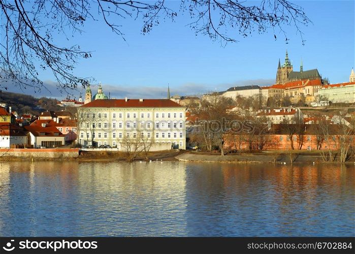 Beautiful Architecture on the Vltava River, Prague, Czech Republic.