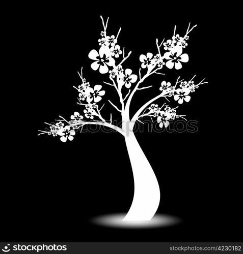 Beautiful art tree on black background