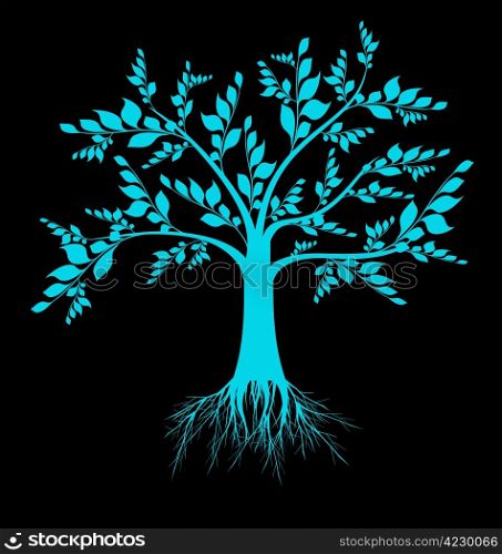 Beautiful art tree silhouette isolated on black background