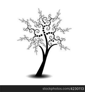 Beautiful art tree with polka dots isolated on white background
