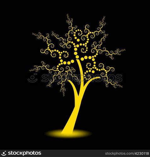 Beautiful art trees with polka dots isolated on black background