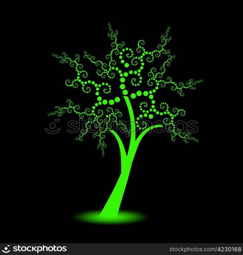 Beautiful art trees with polka dots isolated on black background