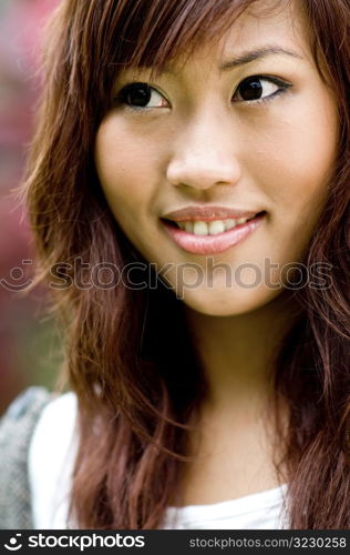 Beautiful asian women outside