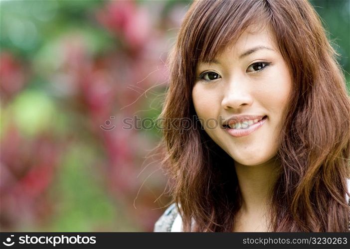 Beautiful asian women outside
