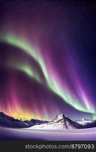 Beautiful aurora borealis at milky way 3d illustrated