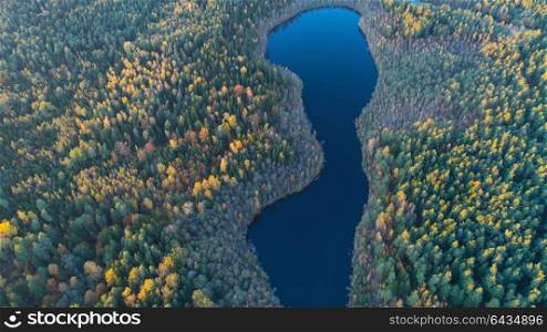 Beautiful autumn landscape of lake and trees